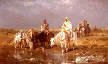 Adolf Schreyer : Arabs Watering Their horses